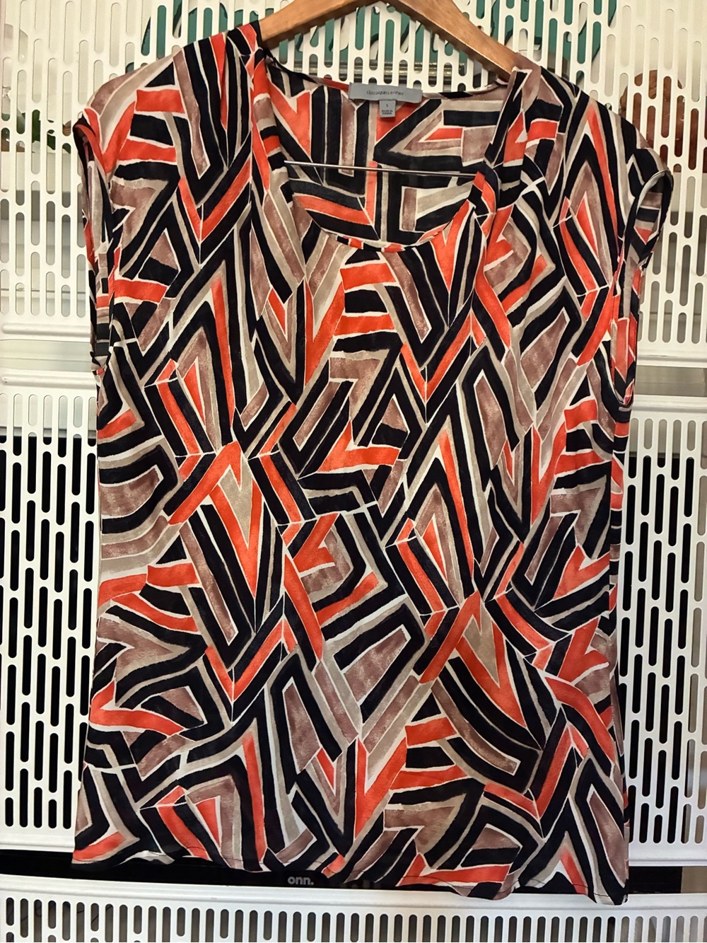 Classiques Entier Geometric Print Blouse - Coral, Black & Tan
